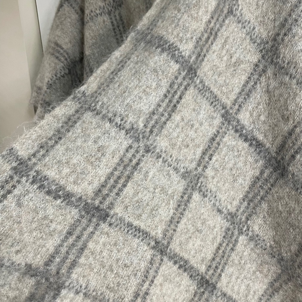 Eileen Fisher Brushed‎ Plaid Mohair Alpaca Blend Open Front Poncho Cape Shrug - Picture 6 of 10